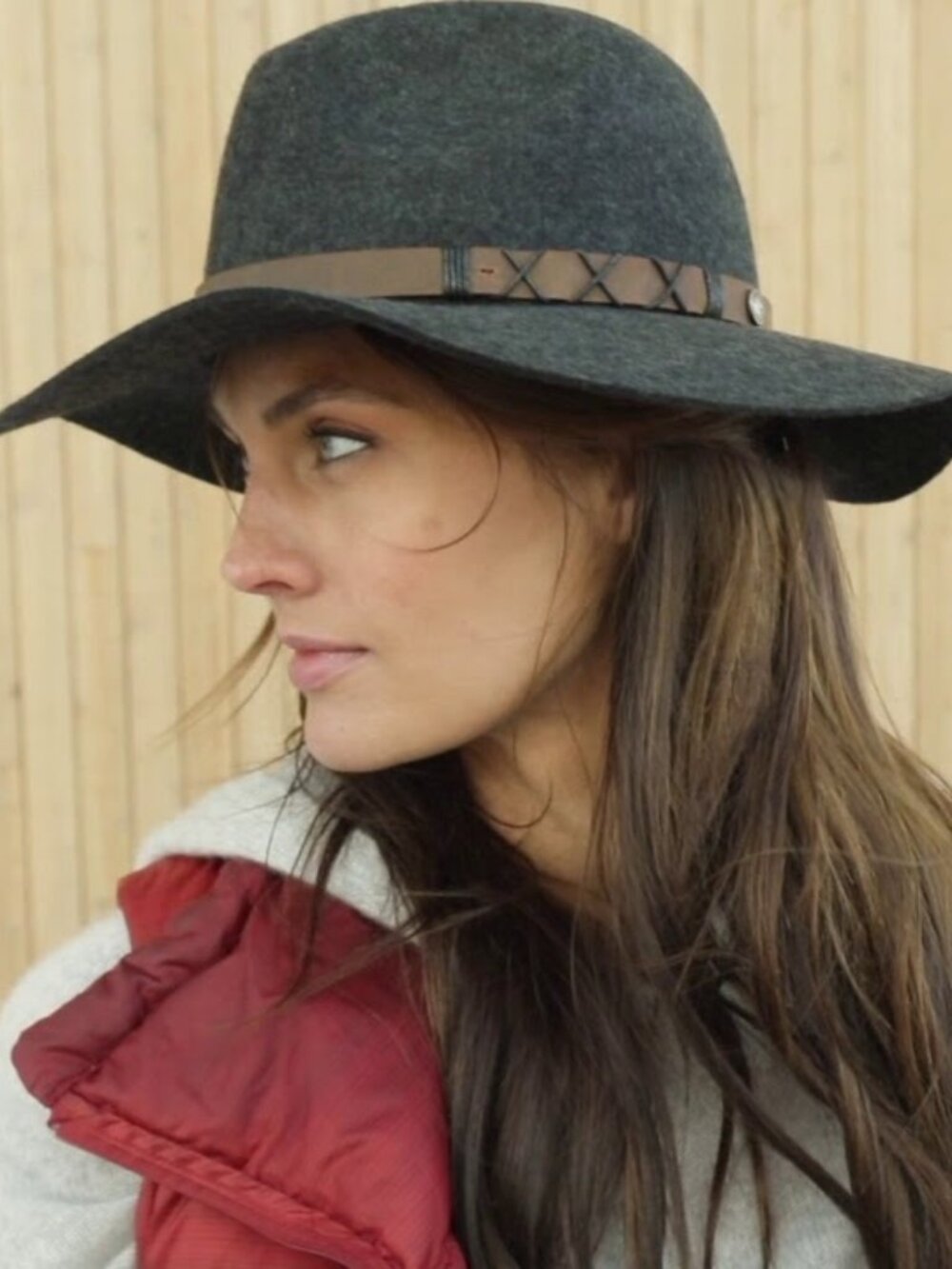 Pistil Womens 100% Wool Felt Wide Brim Sun Hat Soho Fedora Charcoal